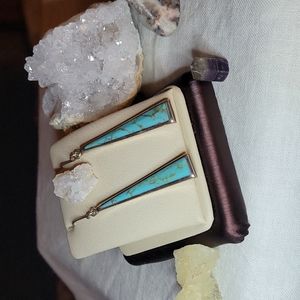 Sterling Silver & Turquoise pierced earrings.